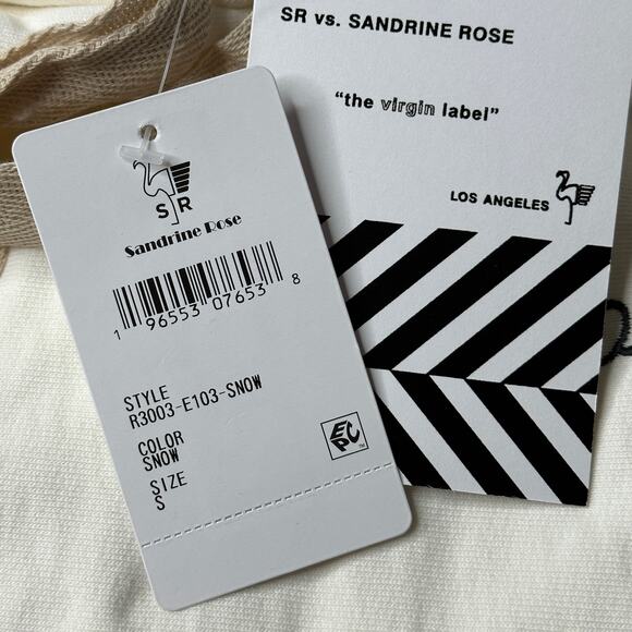 Sandrine Rose L'Artiste Pullover Distressed Hoodie Sweatshirt Cream Women S NWT - Picture 10 of 11